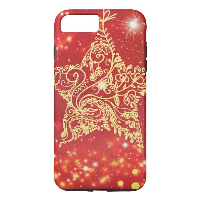 Red Glitter Star Festival Case-Mate iPhone Case (Back)