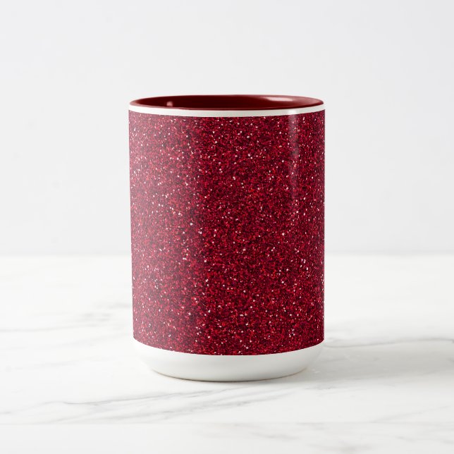 Red Glitter Two-Tone Coffee Mug (Center)
