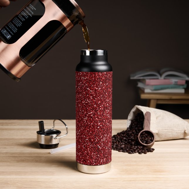 Red Glitter Water Bottle (Coffee)