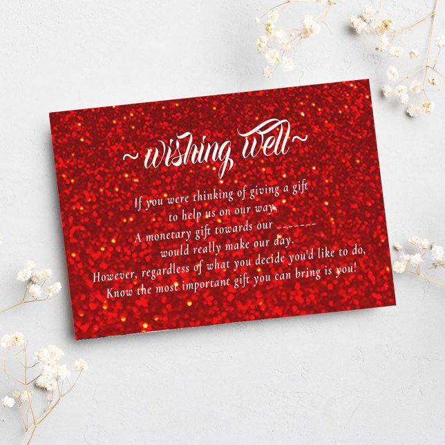 Red Glitter Wishing Well For Wedding Enclosure Card (Creator Uploaded)