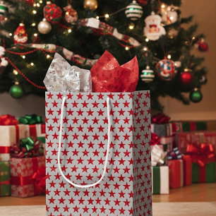 Red glitters stars medium gift bag