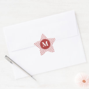 Red glitters stars monogram star sticker
