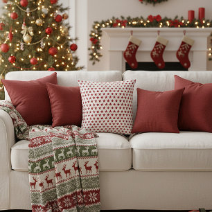 Red glitters stars  throw pillow