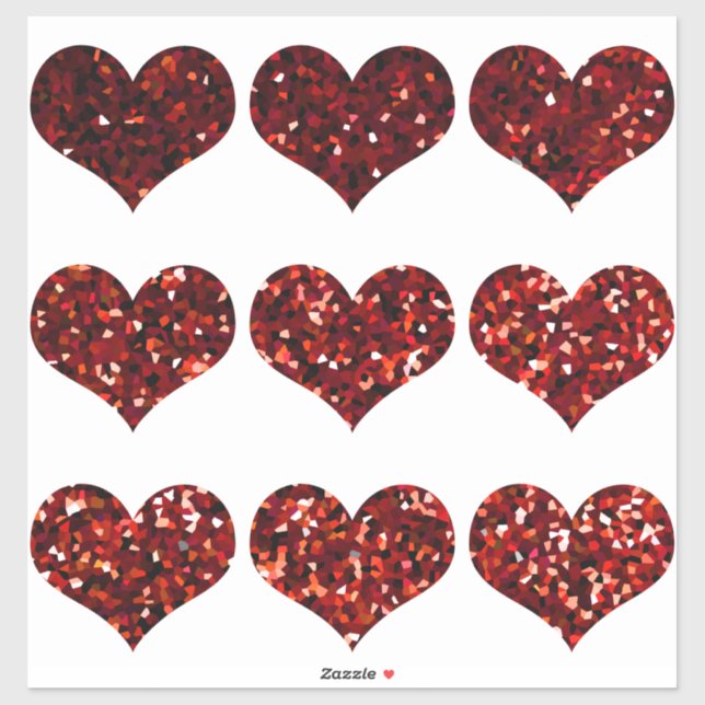 Red Glittery Heart Pattern Glitter Sparkly Wedding (Sheet)