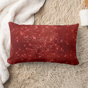 Red Glitzy Chic Glam Sparkle Lumbar Pillow