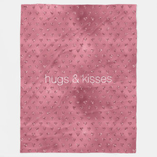 Red Glitzy Glitter Hearts Fleece Blanket