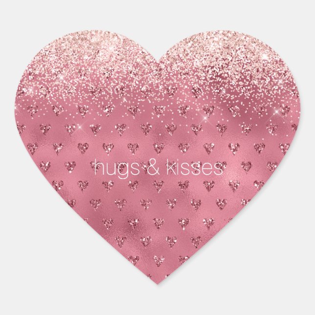 Red Glitzy Glitter Hearts Heart Sticker (Front)