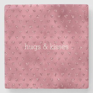 Red Glitzy Glitter Hearts Stone Coaster