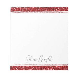 Red Glitzy Glitter Sparkle  Notepad