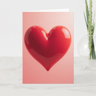 Red Glossy Heart Love Card