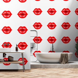 Red Glossy Lips Custom Colour White Wallpaper