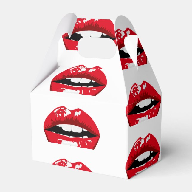 Red glossy lips favor box (Front Side)