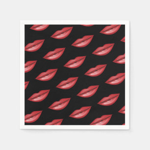 Red Glossy Lips Kiss Beauty Makeup Birthday Party Napkin
