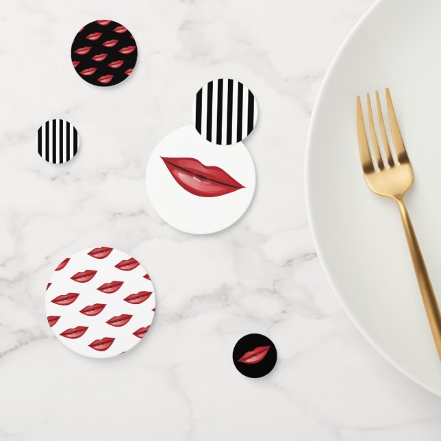 Red Glossy Lips Lipstick Kiss Beauty Party Confetti (Group)