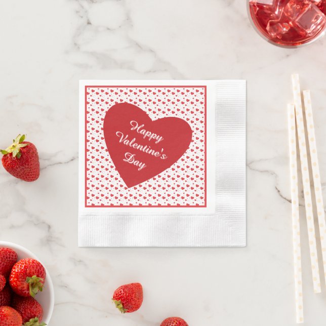 Red glossy passion hearts, cute romantic pattern napkin (Insitu)