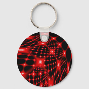 Red glowing net fractal keychain