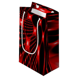 Red glowing net fractal small gift bag