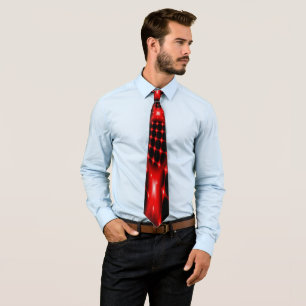 Red glowing net fractal tie