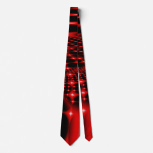 Red glowing net fractal tie
