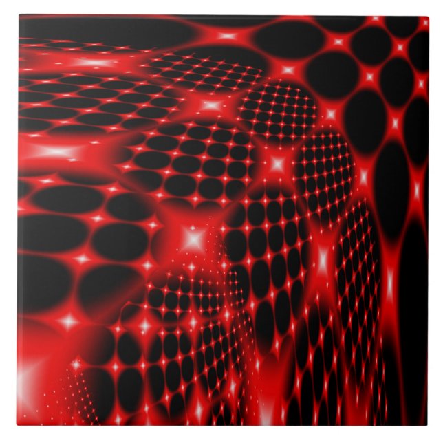 Red glowing net fractal tile (Front)