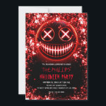 Red Glowing Smiling Face Cinders Halloween Party Invitation<br><div class="desc">Customize for any event</div>