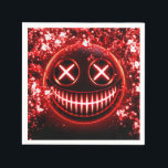 Red Glowing Smiling Face Cinders Halloween Party Napkin<br><div class="desc">Customize with any text.</div>