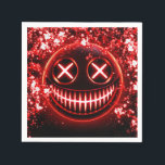 Red Glowing Smiling Face Cinders Halloween Party Napkin<br><div class="desc">Customize with any text.</div>