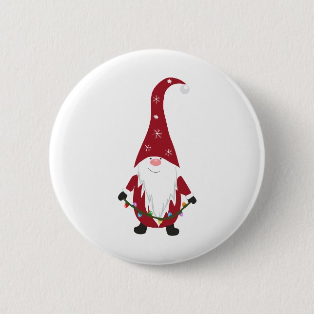 Red gnome 2 inch round button (Front)