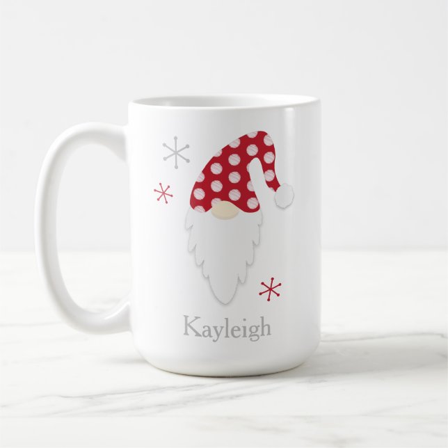 Red Gnome And Snowflake Holiday Mug (Left)