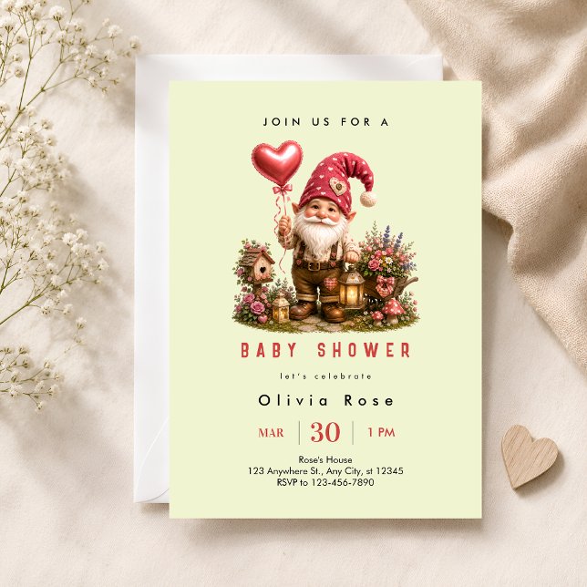 Red Gnome Baby Shower Invitation (Creator Uploaded)