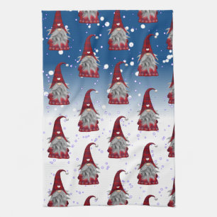 Red Gnome Pattern Kitchen Towel