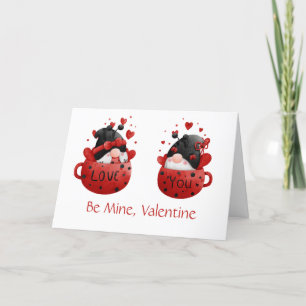 Red Gnomes Cute Whimsical Adorable Valentine's day Holiday Card
