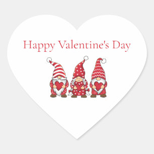 Red Gnomes with Hearts Personalized Valentine Day Heart Sticker