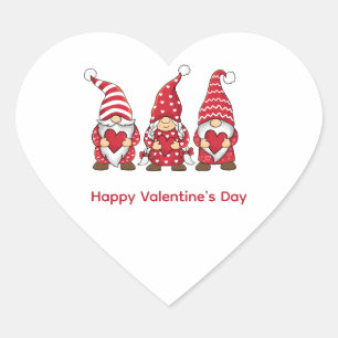 Red Gnomes with Hearts Personalized Valentine Day Heart Sticker