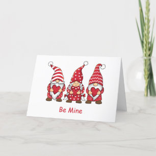 Red Gnomes with Hearts Personalized Valentine Day Holiday Card