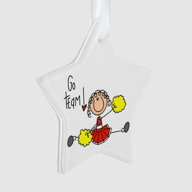Red Go Team Cheerleader Ornament (Front)