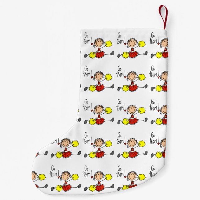 Red Go Team Cheerleader Small Christmas Stocking (Back)