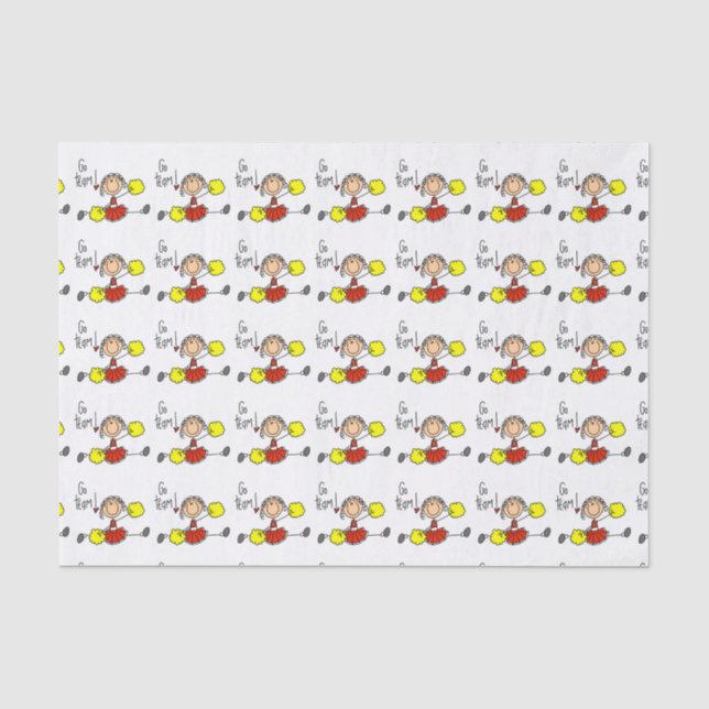 Red Go Team Cheerleader Tissue Paper (Front)