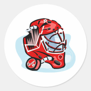 Red Goalie Mask Classic Round Sticker