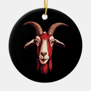 Red Goat Ceramic Ornament