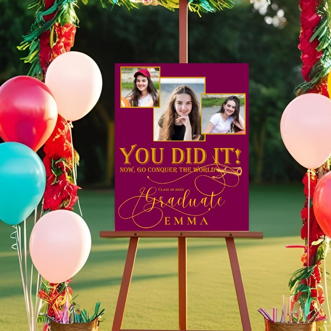 Red Gold 2026 Graduation Multi Photo Keepsake Print (Red Gold Graduation Multi Photo Keepsake Poster)