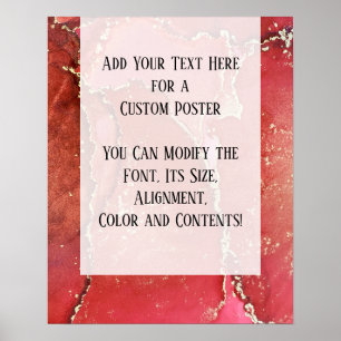 Red & Gold Abstract Alcohol Ink Fluid Art DIY Poster