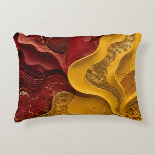 Red Gold Abstract Bold Fire Art Gift Accent Pillow