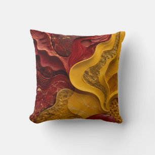 Red Gold Abstract Bold Fire Art Gift Throw Pillow