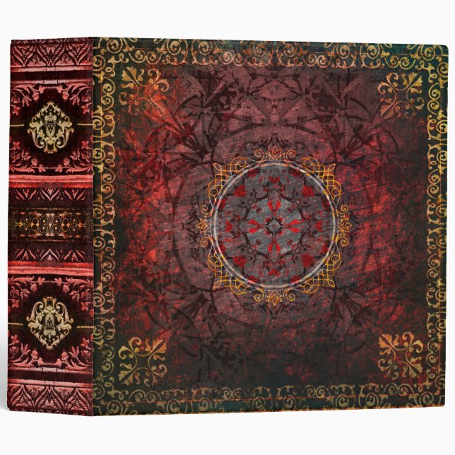 Red Gold and Black Royal Documents Ancient Tome Binder (Front/Spine)