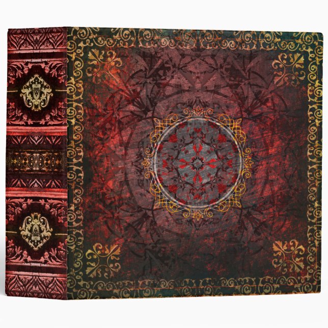Red Gold and Black Royal Documents Ancient Tome Binder (Front/Spine)