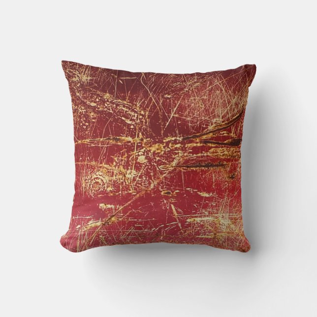 Red, Gold And Rust Textured Look Pillows (Front)