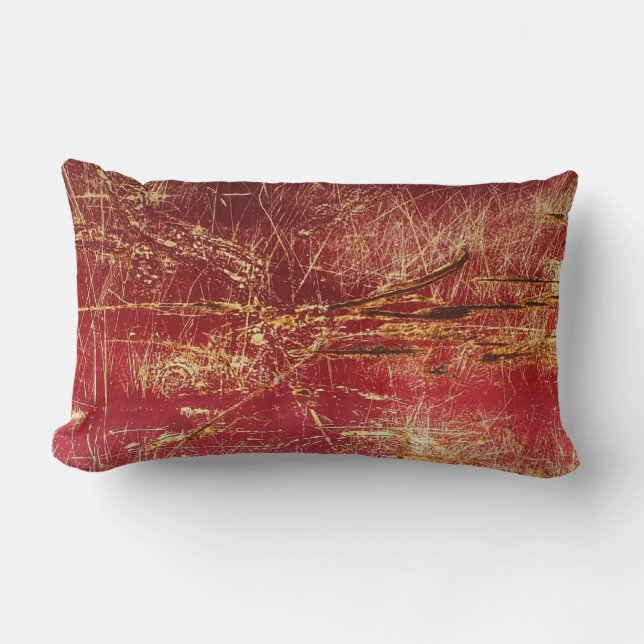 Red, Gold And Rust Textured Look Pillows (Front)