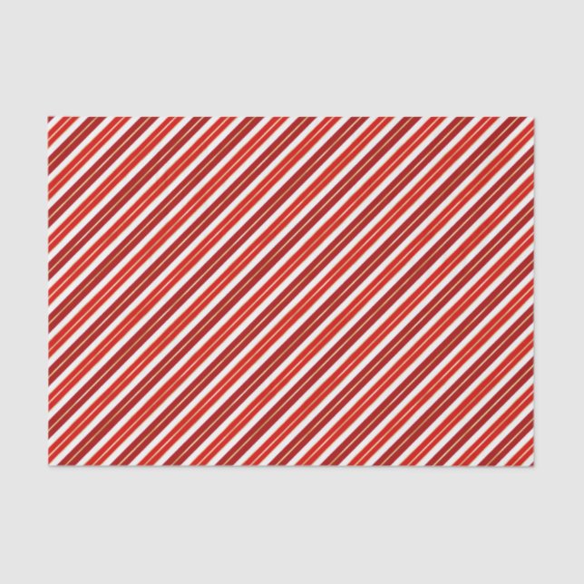 Red, Gold and White Christmas Stripes Tissue Paper (Front)