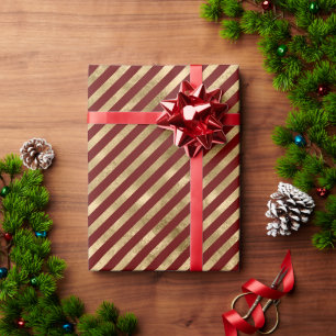 Red Gold Antique Glam Stripes   Wrapping Paper